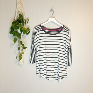 Calvin Klein Performance Charcoal Gray and white striped 3/4 Sleeve Shirt